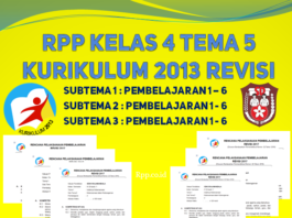 RPP kelas 4 tema 5 K13 revisi terbaru